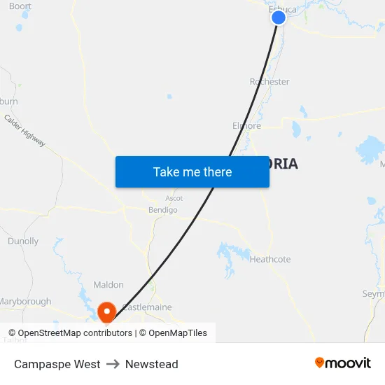 Campaspe West to Newstead map