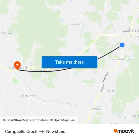 Campbells Creek to Newstead map