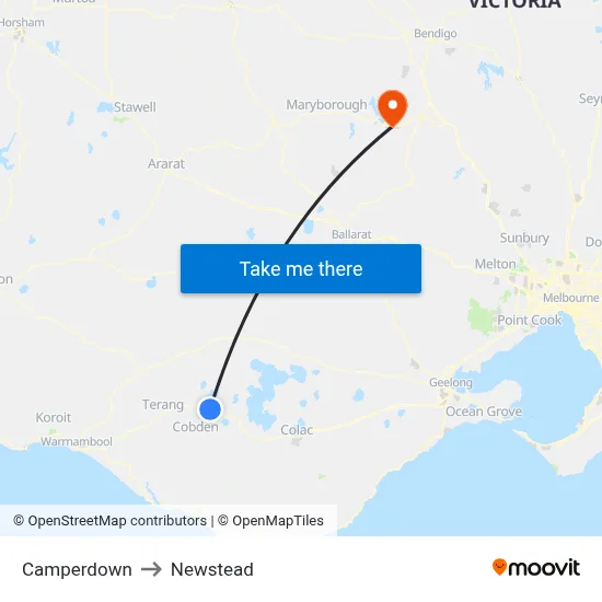 Camperdown to Newstead map