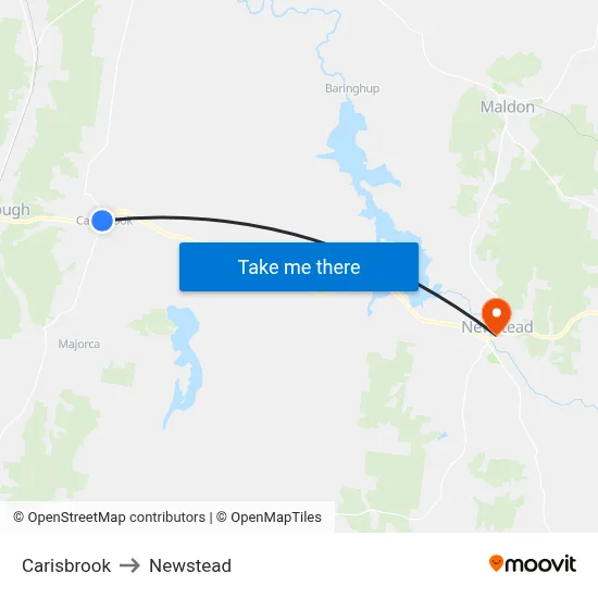 Carisbrook to Newstead map