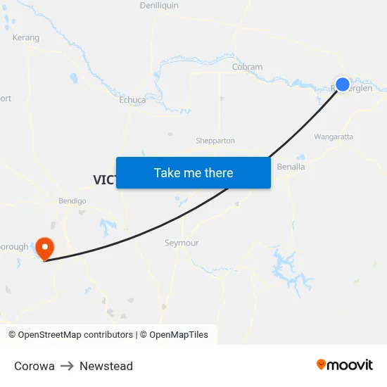 Corowa to Newstead map