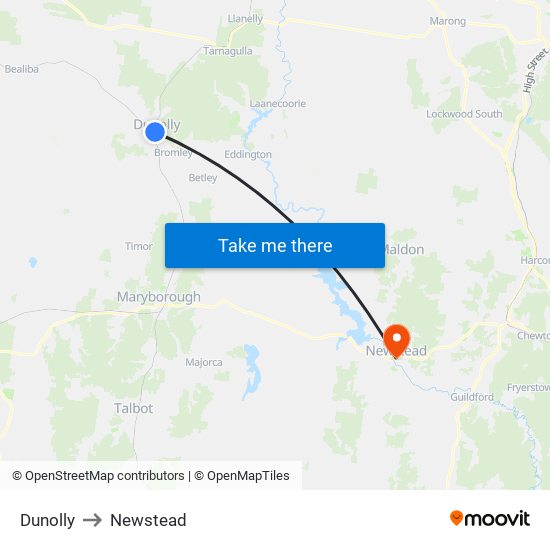 Dunolly to Newstead map