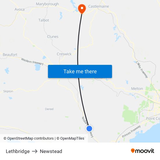 Lethbridge to Newstead map