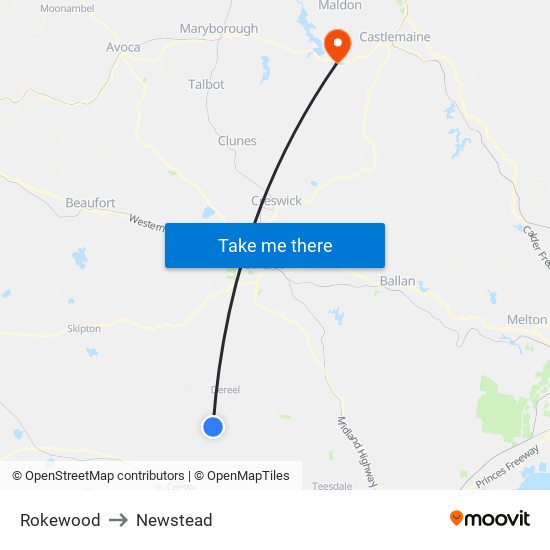 Rokewood to Newstead map