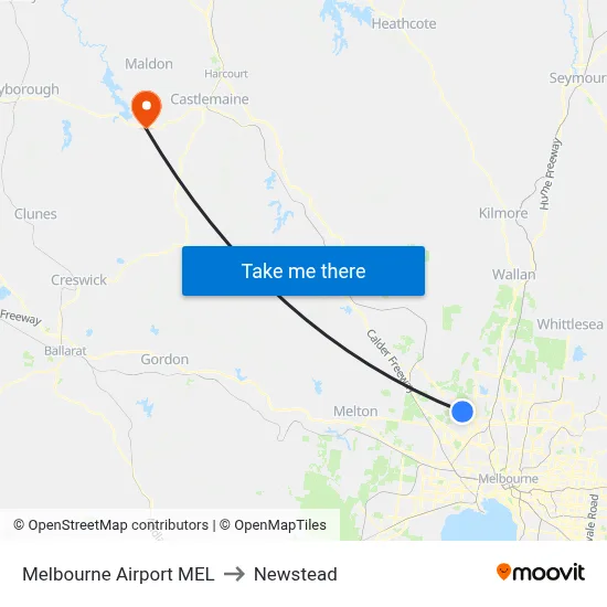 Melbourne Airport MEL to Newstead map