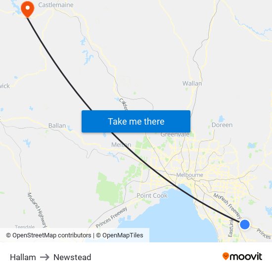 Hallam to Newstead map