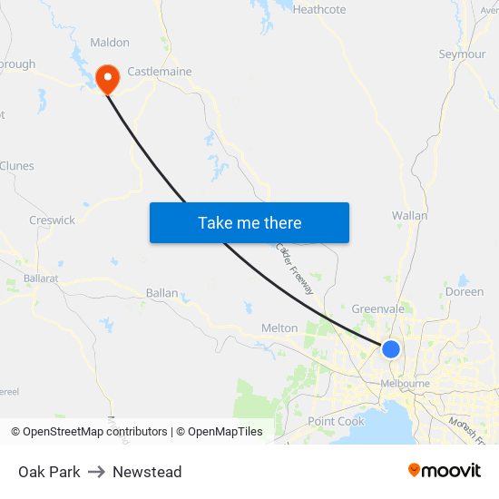 Oak Park to Newstead map