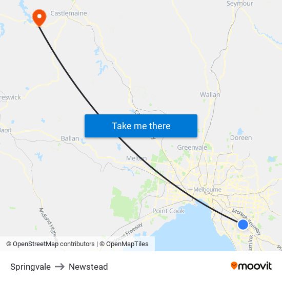 Springvale to Newstead map