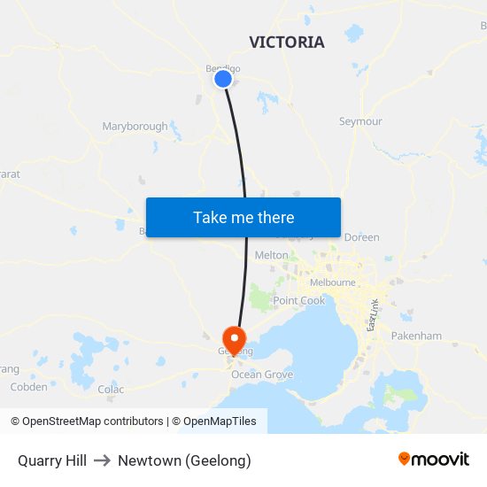 Quarry Hill to Newtown (Geelong) map