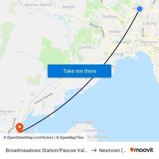 Broadmeadows Station/Pascoe Vale Rd (Broadmeadows) to Newtown (Geelong) map