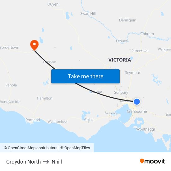 Croydon North to Nhill map