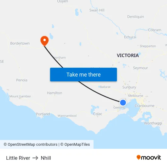 Little River to Nhill map