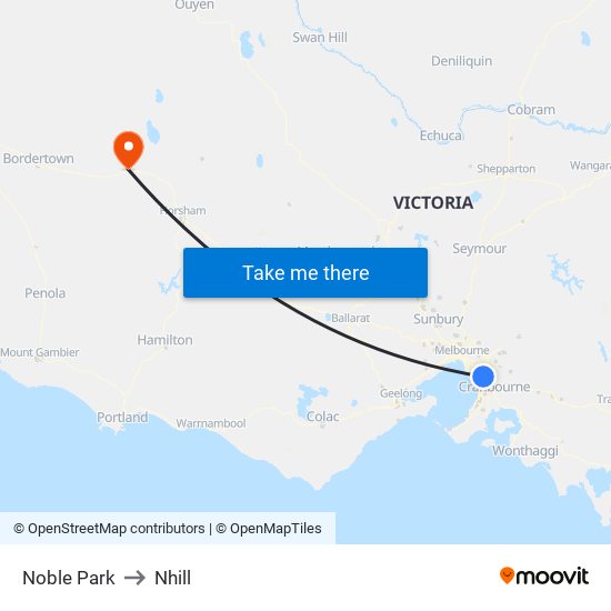 Noble Park to Nhill map