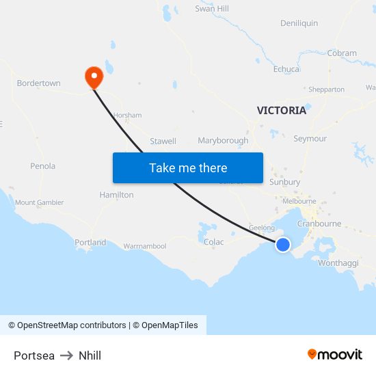 Portsea to Nhill map