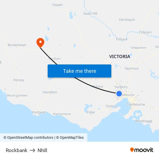 Rockbank to Nhill map