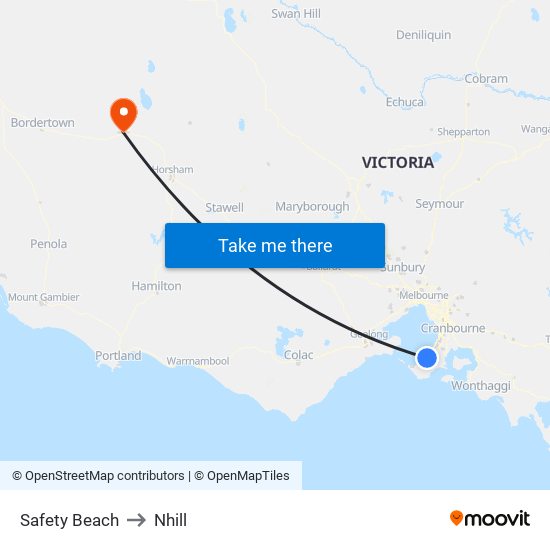 Safety Beach to Nhill map