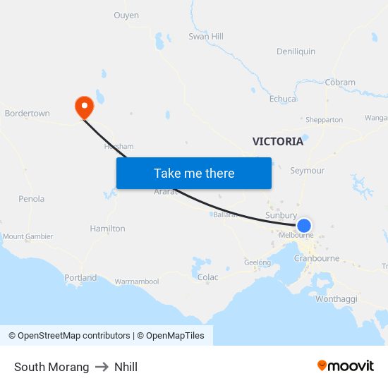 South Morang to Nhill map