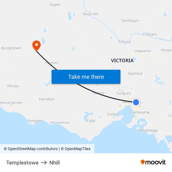 Templestowe to Nhill map