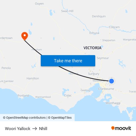 Woori Yallock to Nhill map