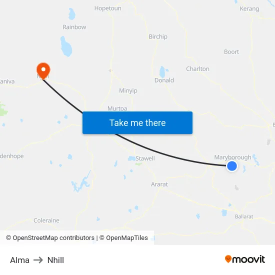 Alma to Nhill map