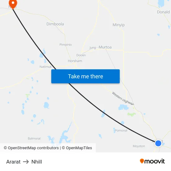 Ararat to Nhill map