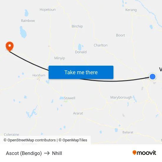 Ascot (Bendigo) to Nhill map