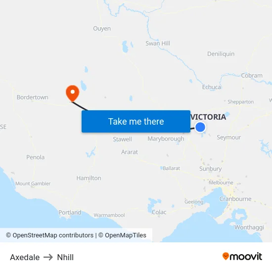 Axedale to Nhill map
