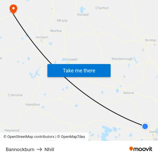 Bannockburn to Nhill map