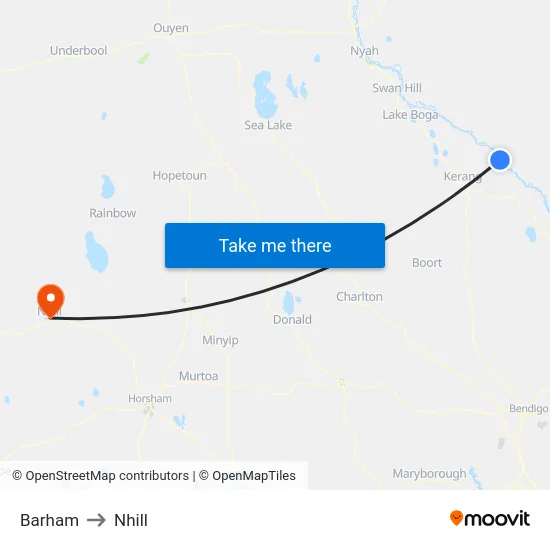Barham to Nhill map