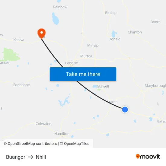 Buangor to Nhill map