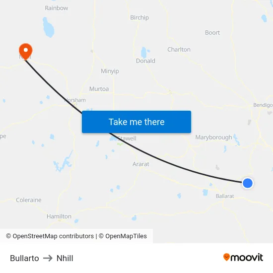 Bullarto to Nhill map