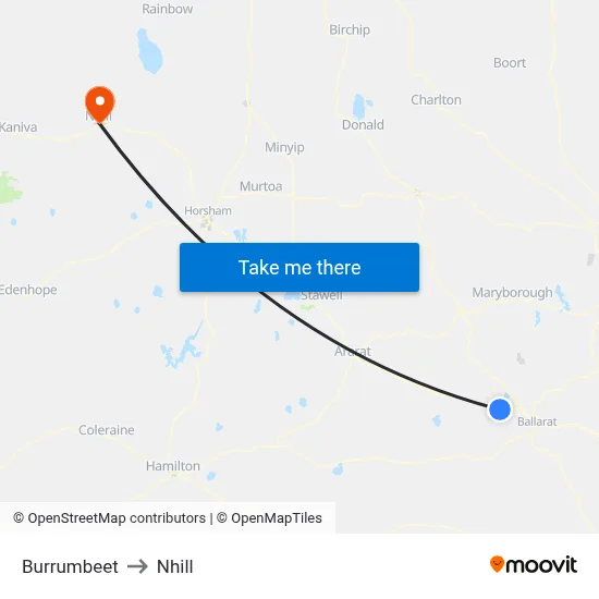 Burrumbeet to Nhill map