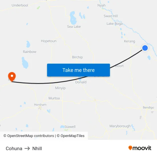 Cohuna to Nhill map