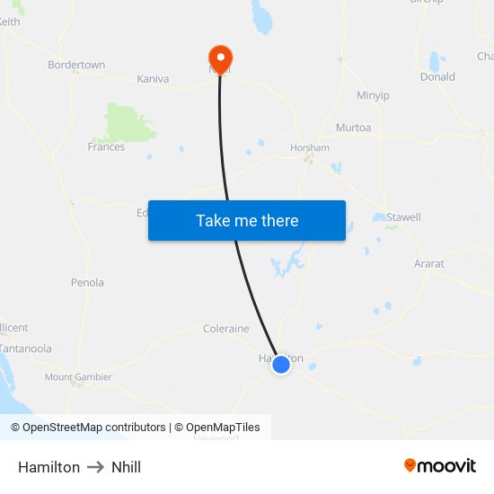 Hamilton to Nhill map