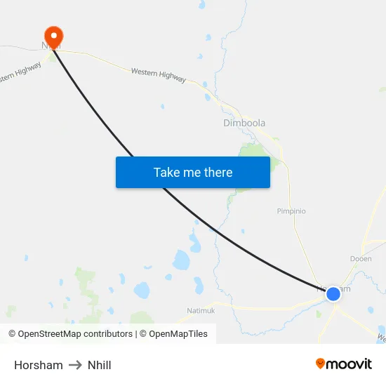 Horsham to Nhill map