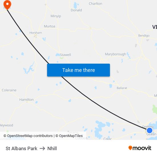 St Albans Park to Nhill map