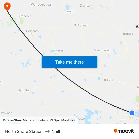 North Shore Station to Nhill map