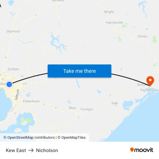 Kew East to Nicholson map