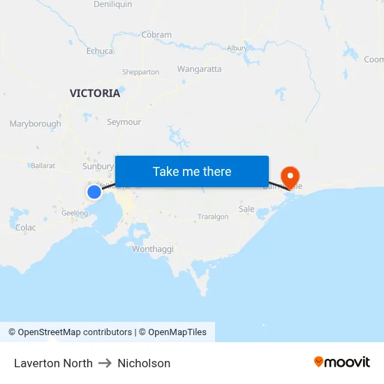 Laverton North to Nicholson map