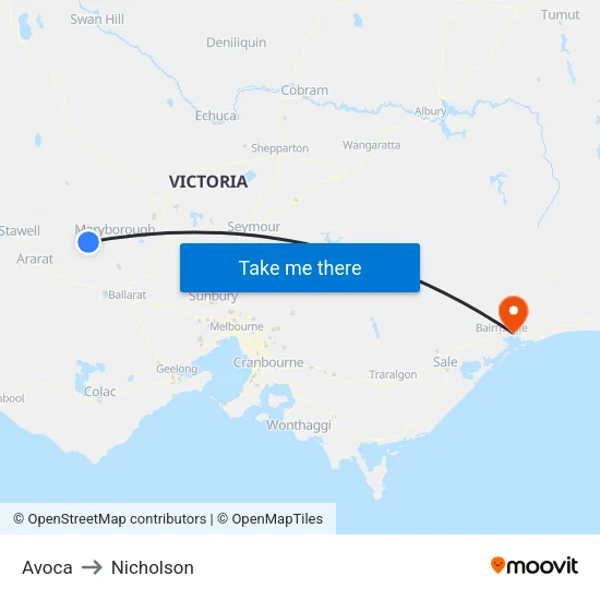 Avoca to Nicholson map