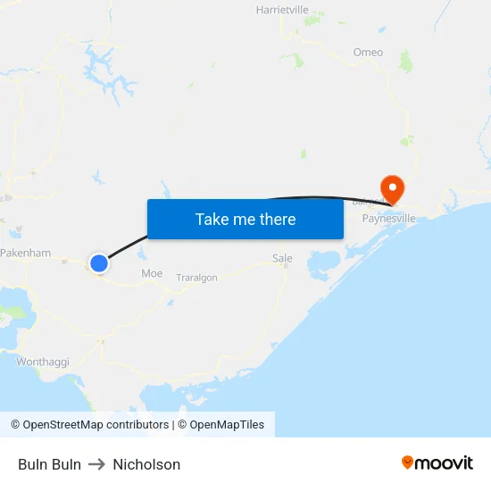 Buln Buln to Nicholson map