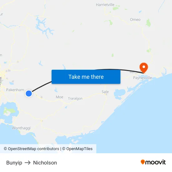 Bunyip to Nicholson map