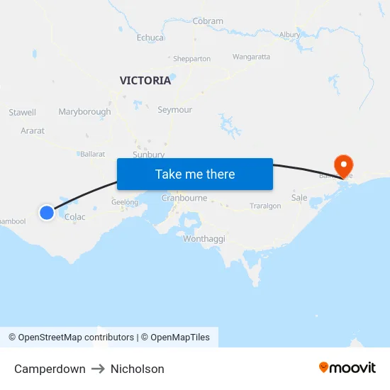 Camperdown to Nicholson map