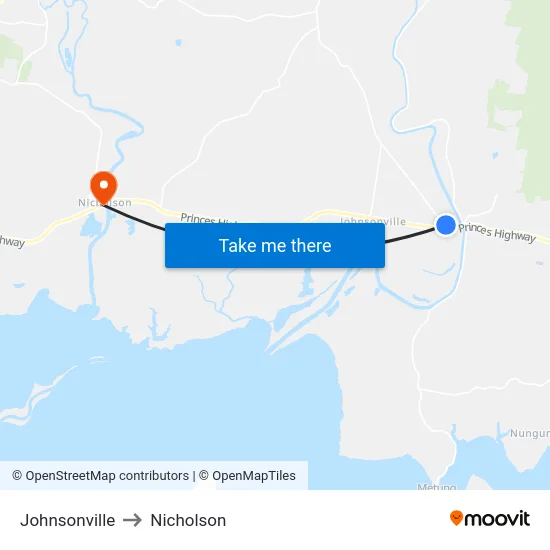 Johnsonville to Nicholson map