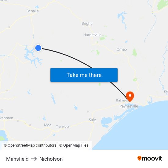 Mansfield to Nicholson map