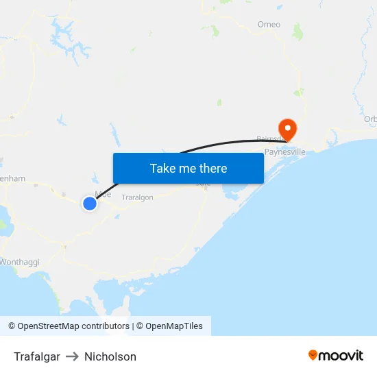 Trafalgar to Nicholson map