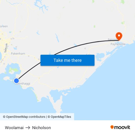 Woolamai to Nicholson map