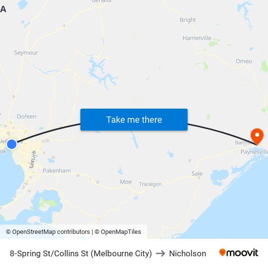 8-Spring St/Collins St (Melbourne City) to Nicholson map