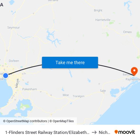 1-Flinders Street Railway Station/Elizabeth St (Melbourne City) to Nicholson map