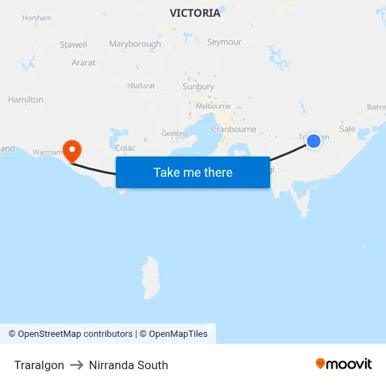 Traralgon to Nirranda South map
